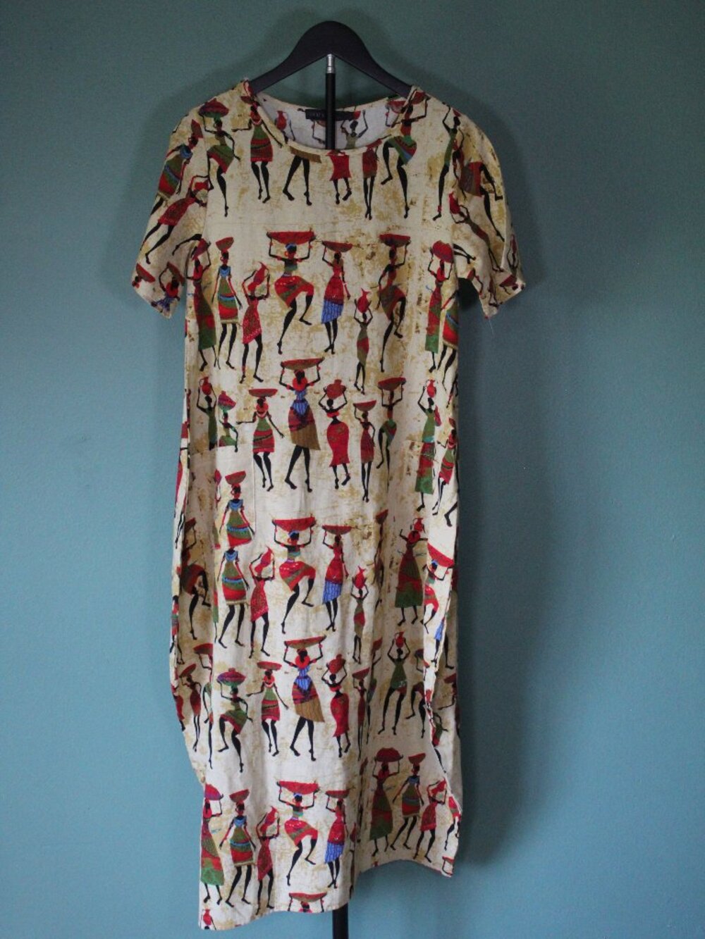 Women Casual Crew Neck Graphic Print Loose Fit Maxi Dress